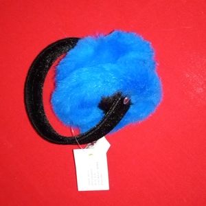 Dena NY Rabbit Fur Earmuffs blue USA nwt